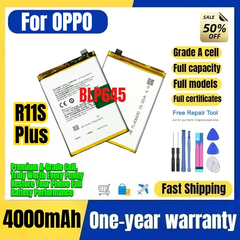 BLP645 for OPPO R11S Plus Phone Battery 0 Cycle High Quality High Capacity Battery Replacement Bateria Grade A Cell with Tools