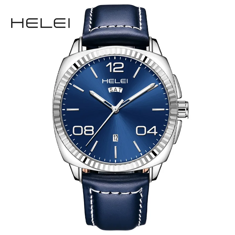 

Стильные мужские кварцевые наручные часы с матовым кожаным ремешком, деловой дизайн, классические повседневные и официальные часы с отображением даты и дня недели