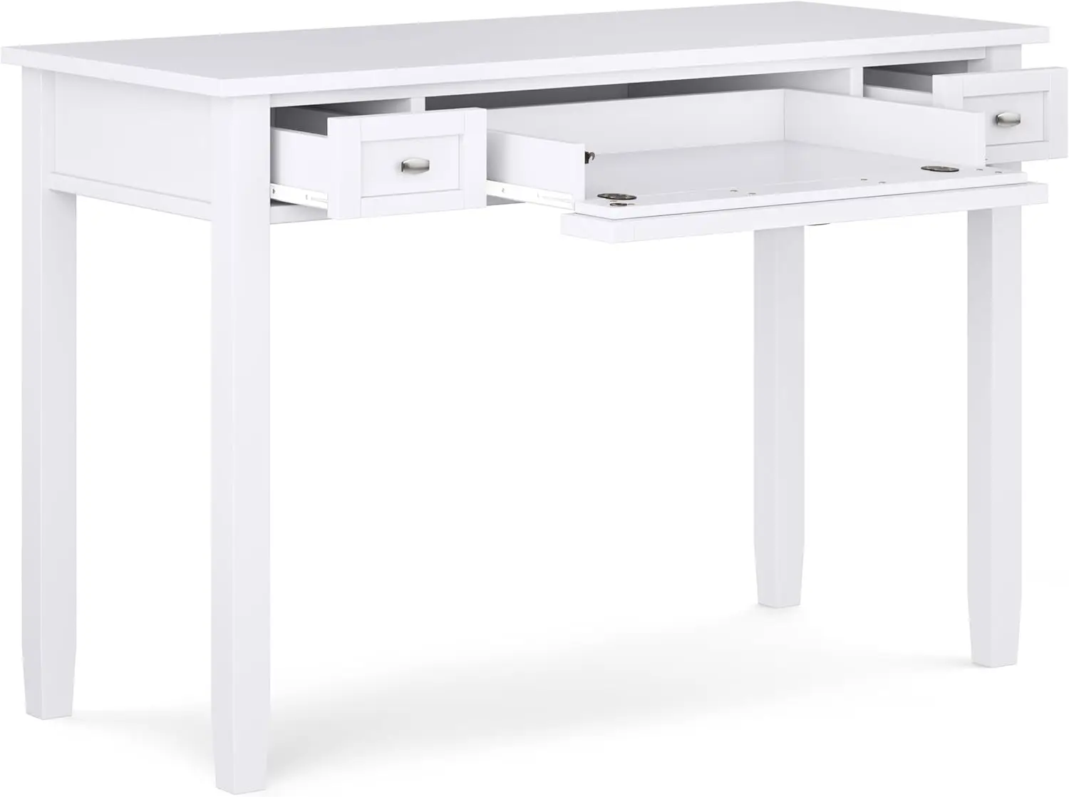 Warm Shaker Desk - 48-Inch Wide Solid Wood Writing Desk in White, Transitional Home Office Computer Table for Workspace or Study