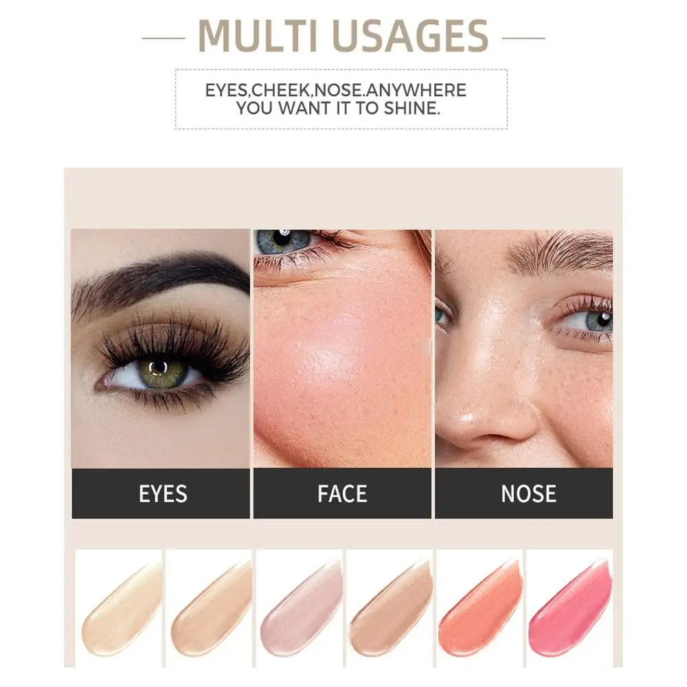 Luminiseur liquide de contour Portable, éclaircissant pour le visage, scintillant, Blush liquide, surligneur liquide