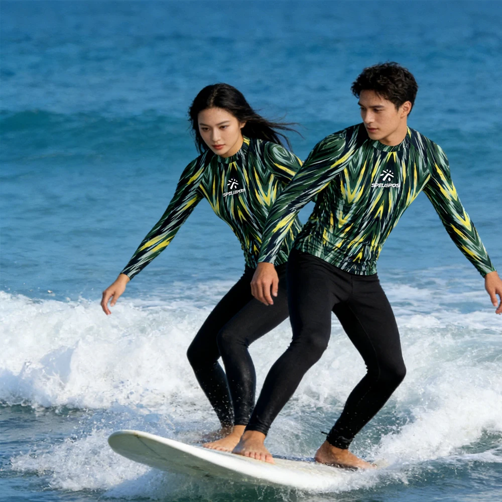 Women's and Men's Swimwear Long Sleeve Rash Guard Beachwear High Quality Swimsuit Luxe T-shirt Surfing Clothing for Water Sport