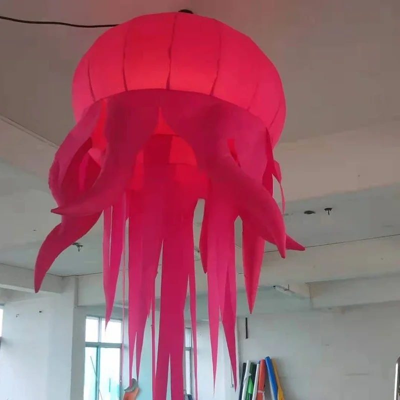 led light decorationHanging  inflatable jellyfish balloon colorful air jellyfish LED inflatable jellyfish for wedding decoration