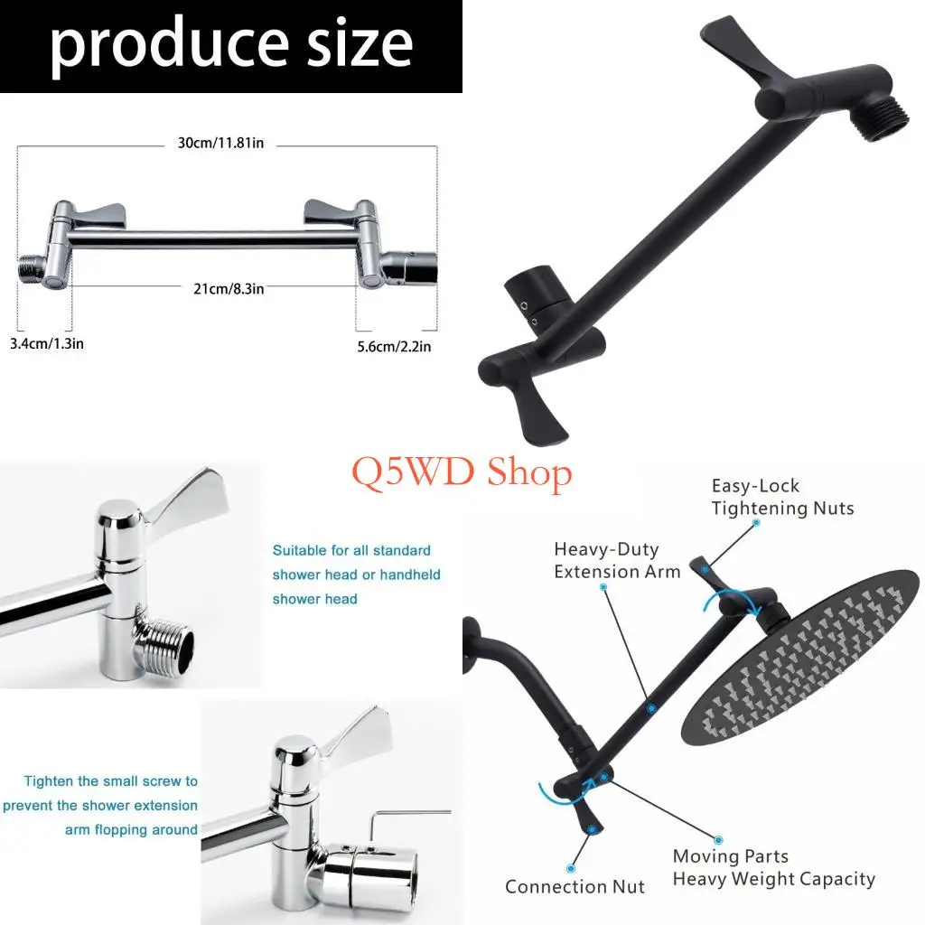 Q5WD Metal Mixture Shower Head Extension Arm Modifiable Corner Tool Complimentary Installation