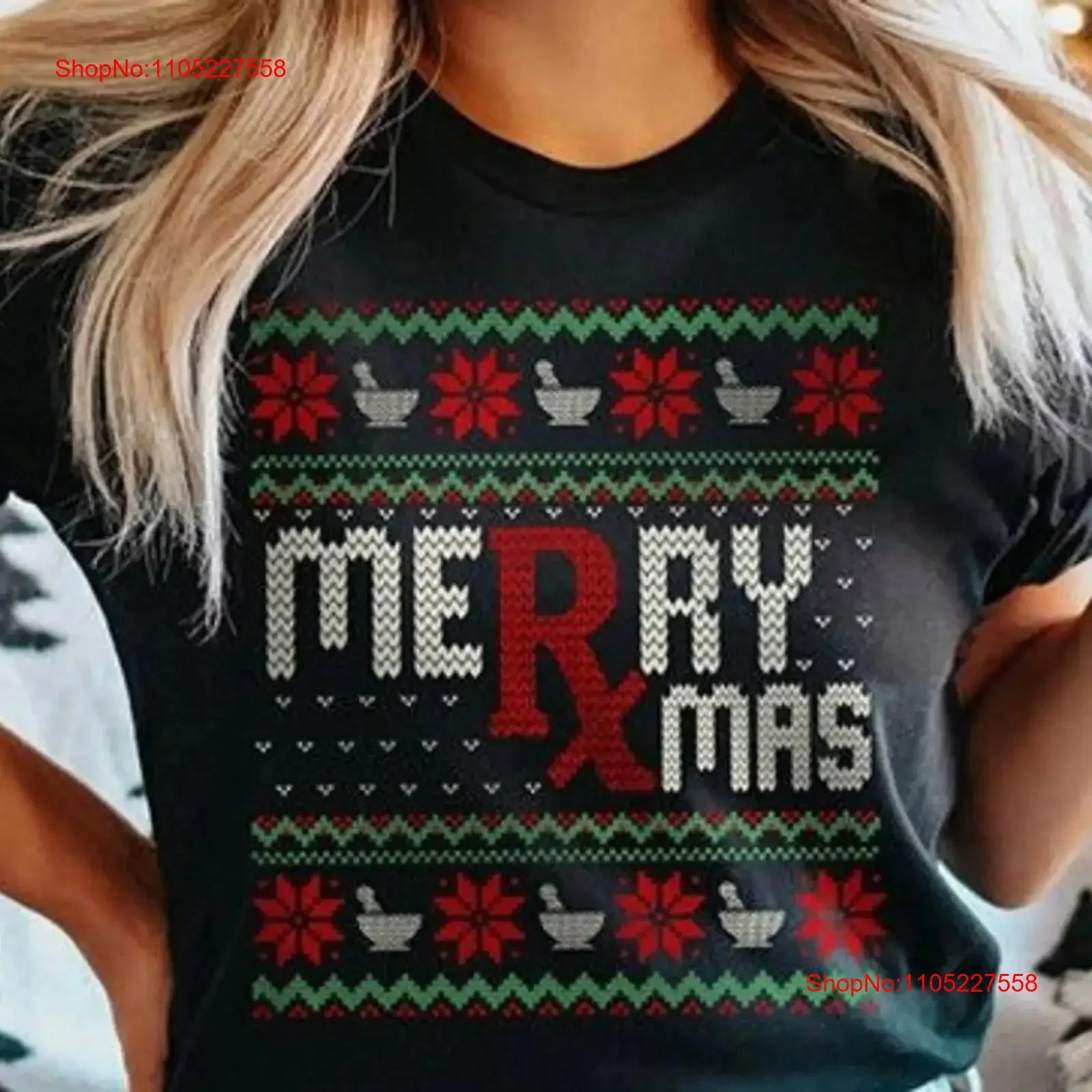 Pharmacist Ugly Christmas T Shirt Funny Pharm Tech Merry RXmas Pharmacy Technician CPhT Crew Squad vintage Washed