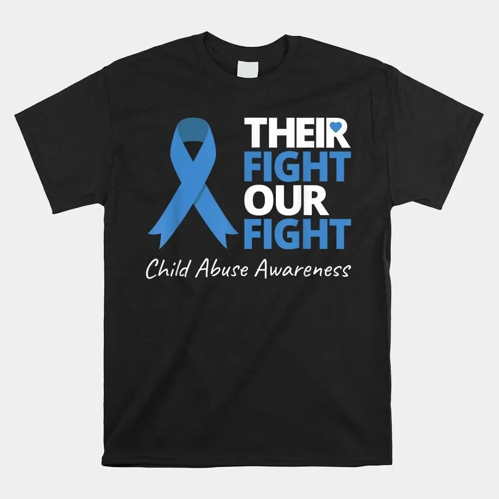 Their Fight Our Fight Child Abuse Awareness Blue Ribbon T-shirt Size S-5XL  High Quality 100%Cotton Short Sleeve