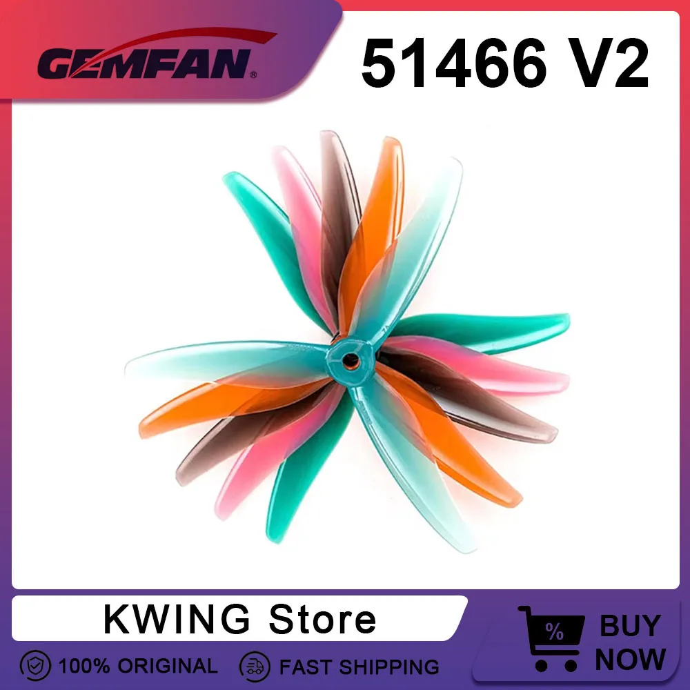 12 uds/6 pares Gemfan 51466 5 pulgadas 3 hojas/tri-blade PC FPV hélice de utilería CW CCW para RC FPV Freestyle M5 Hole Drones piezas de bricolaje