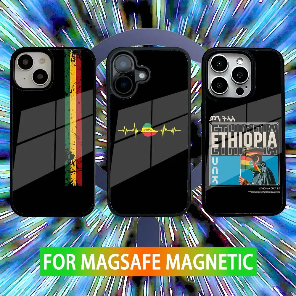 

Ethiopia Flag with Lion Phone Case For iPhone 16,15,14,13,12,11,Pro,Max,Plus,Mini,SE New Magsafe Magnetic Wireless Charging