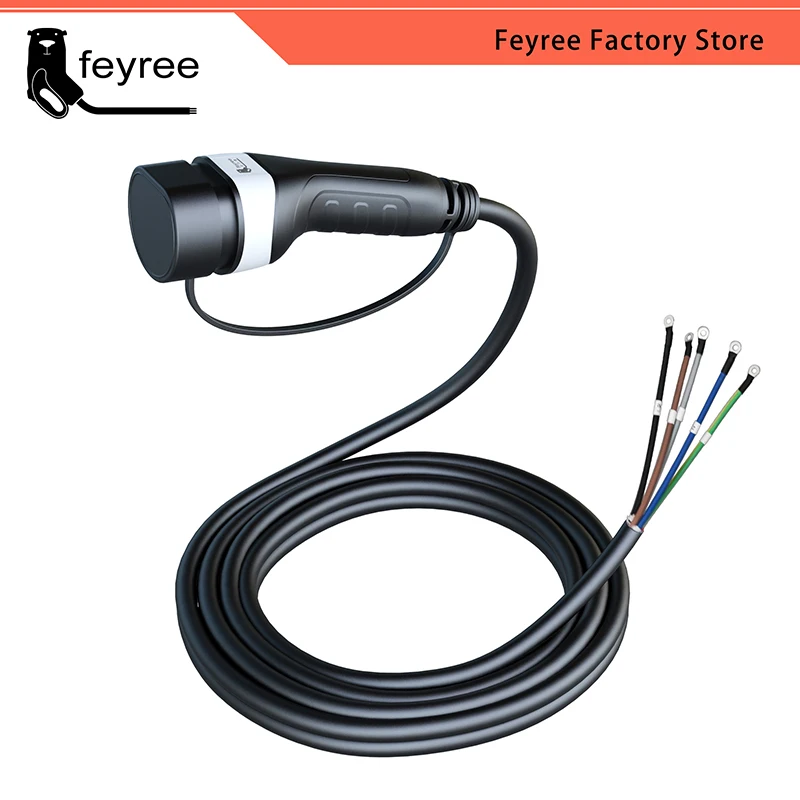 Feyree 전기 자동차용 EV 충전기 케이블, 타입 2, 32A, 7KW, 암 플러그, 16A, 3.5KW, 3 상, 11KW, 22KW, IEC62196-2 코드