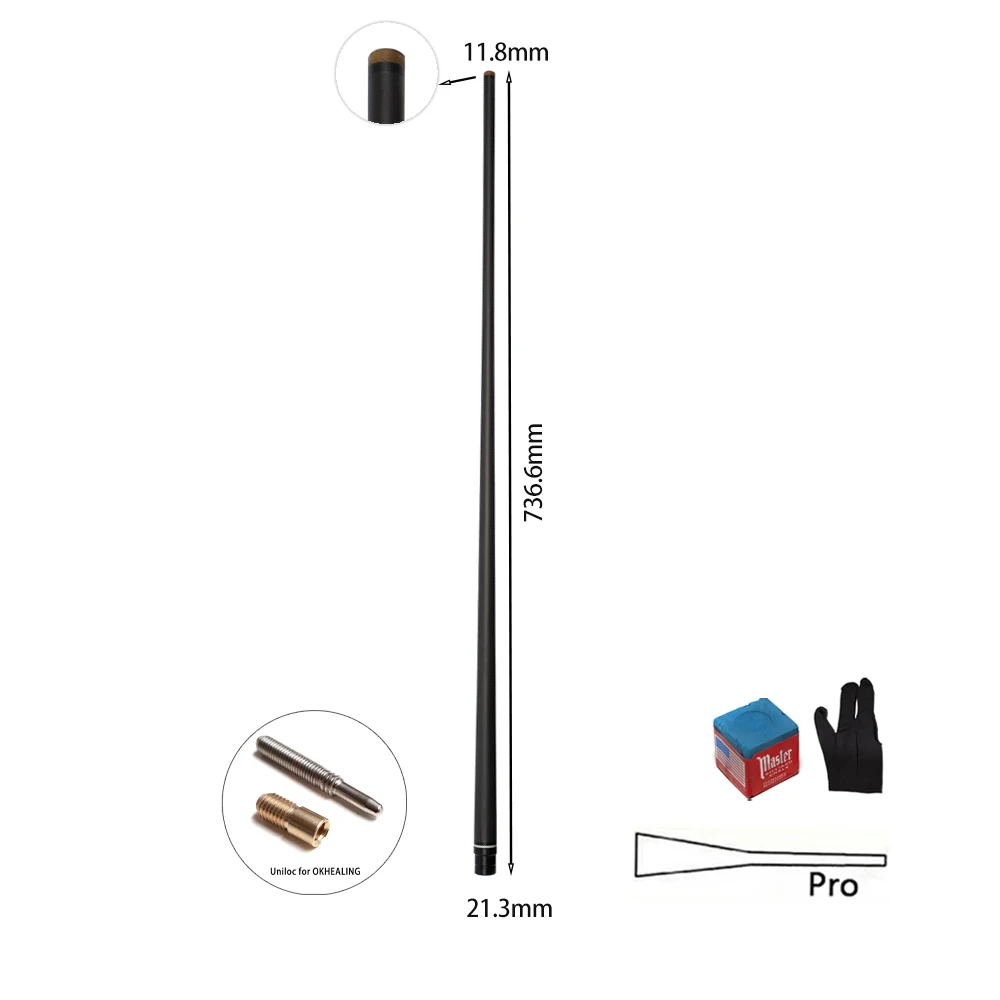 OKHEALING 100% Carbon Fiber Billiard Shaft Professional Black