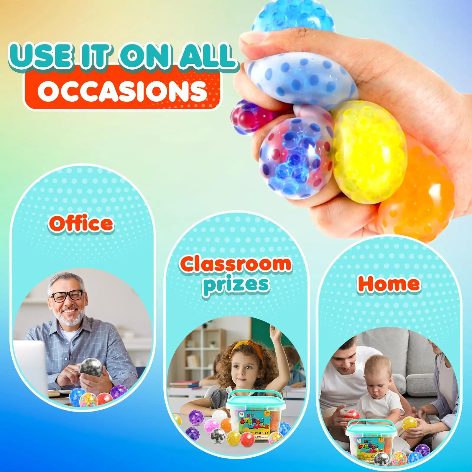 5-80 pièces de balles anti-stress souples, jouets sensoriels, jouets anti-stress pour l'anxiété, balles à presser en vrac