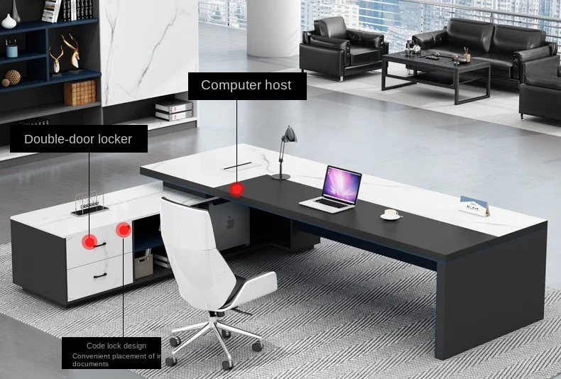 مكتب خشبي حديث راقي فاخر CEO Boss Manager Director L Shape Executive Desk #5