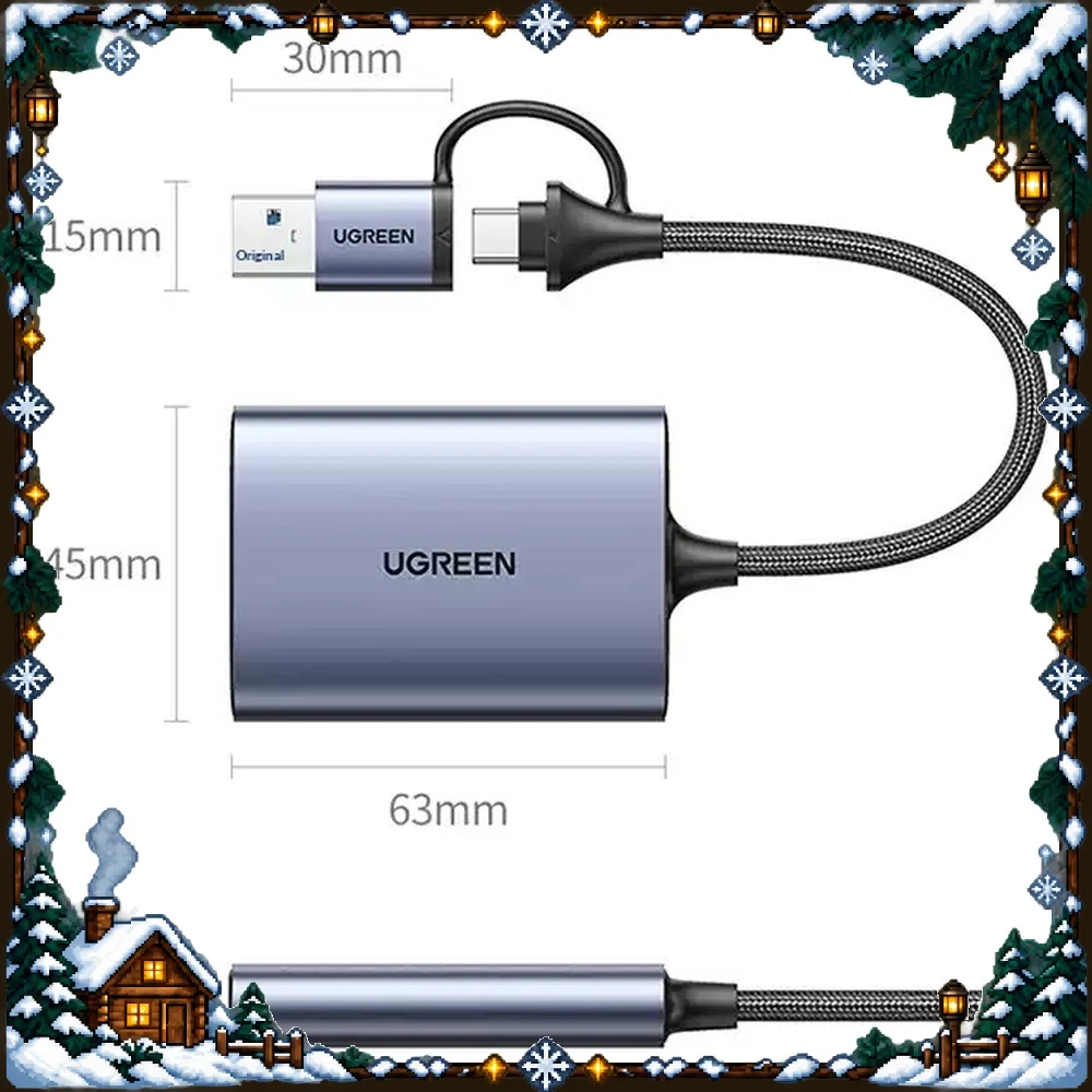UGREEN 50900 XQD Card Reader USB 3.0 Type C 2 in 1 Aluminum Adapter for Camera Laptop PC