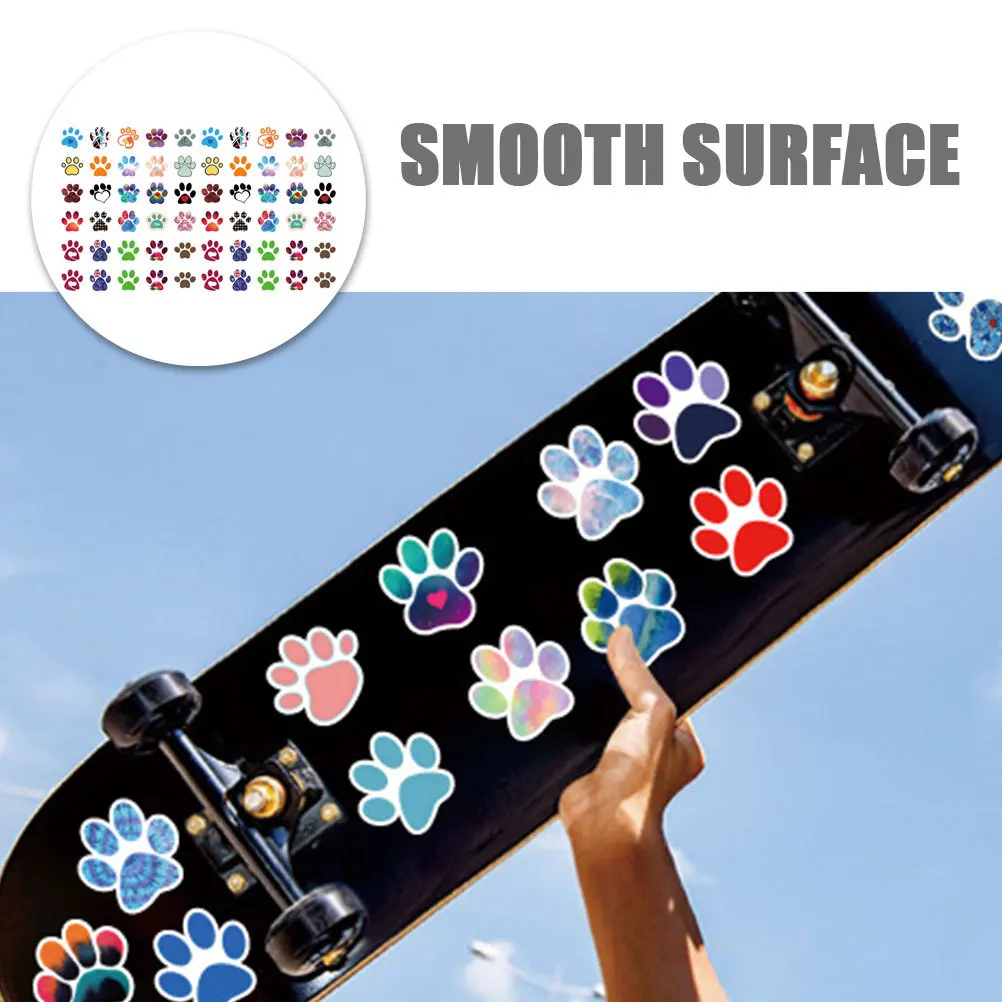 

60pcs Paw Sticker Dog Paw Design Self-Adhesive Decal For Water Bottle Suitcase Notebook Scrapbook Journal Decoration