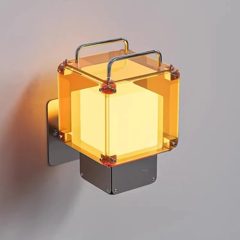 Modern artistic square double-layer lampshade soft light for living room and bedroom study wall lamp indoor lighting fixture