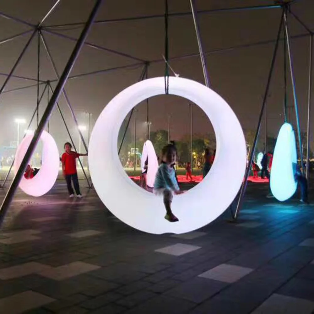 Remote Rgb Color Changing Garden Patio Swings Indoor Outdoor Waterproof Plastic Illuminated Led Hanging Chair Swing