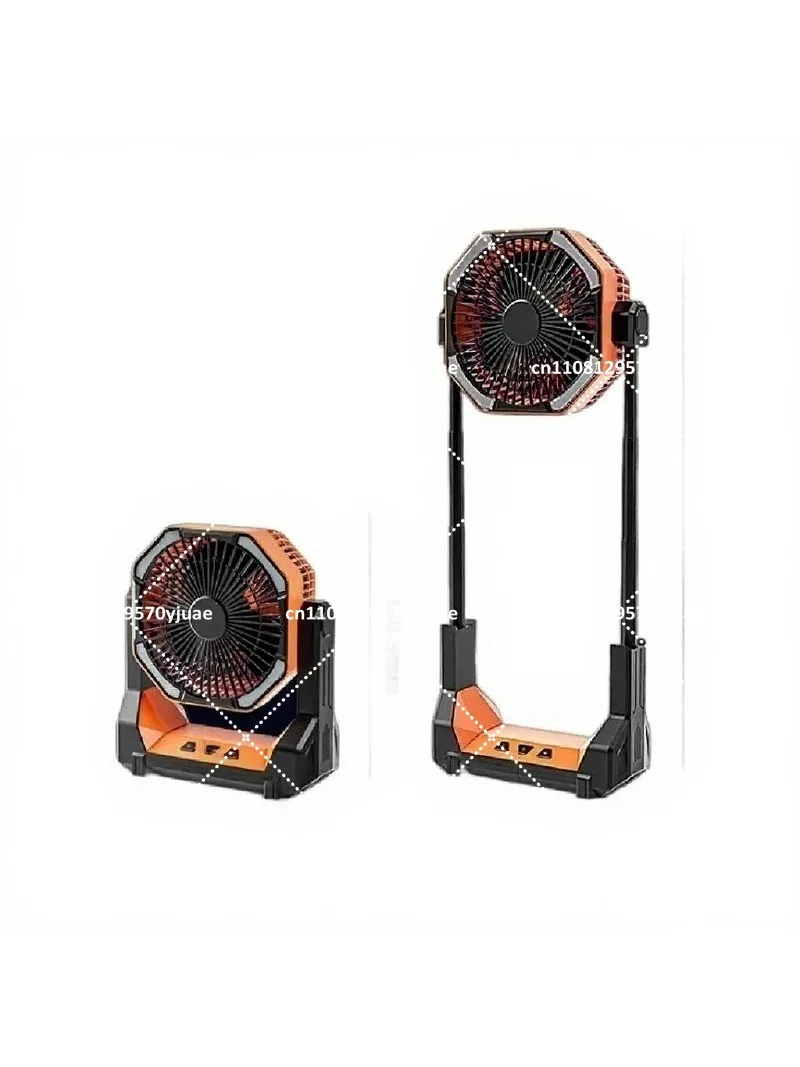 Portable Camping Fan with Outdoor Lighting, Folding Retractable Tent Fan, Long Battery Life for Fishing Desktop Use