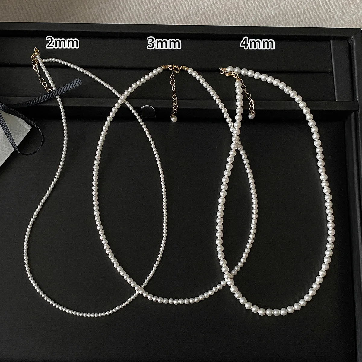 

Imitation strong luster small baby tiny size pearl necklace,2-4mm Baby Pearl Necklace,exquisite Clavicle Chain for women.