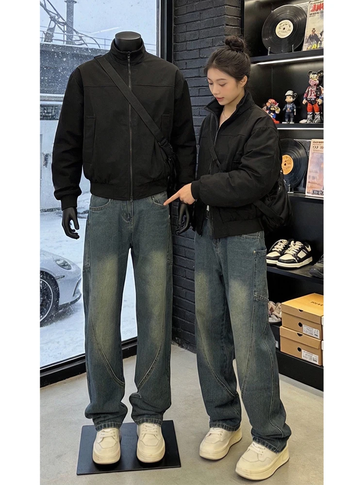 

American Sle Slant Cut Workwear Jeans Men's Spring Slim Fit Sli Cool Knife Pants Youth Trendy Straight Leg Jeans