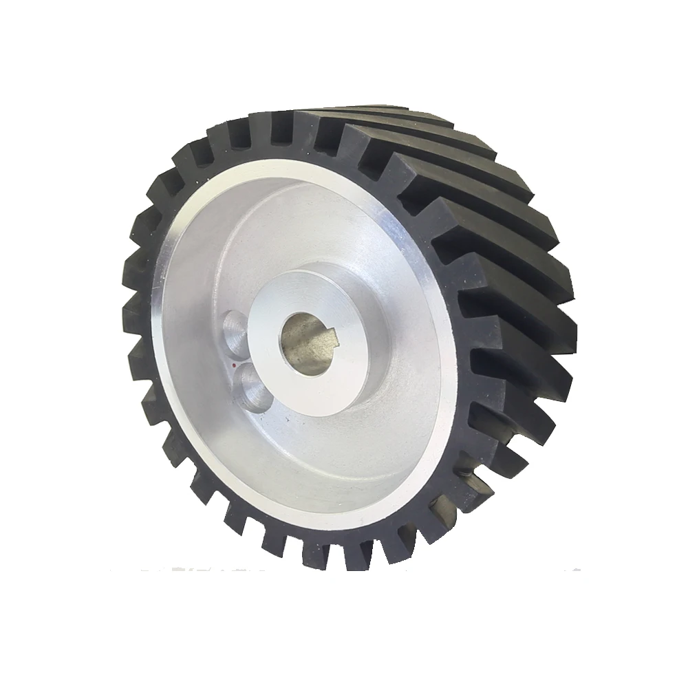 200*75mm Serrated Rubber Contact Wheel Dynamically Balanced Belt Grinder Backstand Idler Wheel