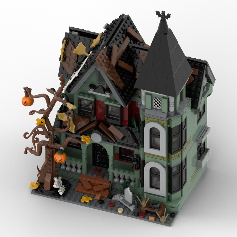 1246PCS Halloween Nightmare House Model Paper Manual Pumpkin Ghost Skeleton Hut Building Blocks Toys for Kids Christmas Gifts