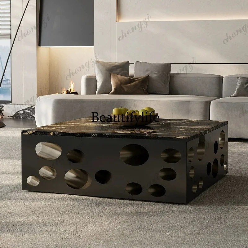 Italian pure natural luxury stone cheese coffee table light luxury high-end marble coffee table