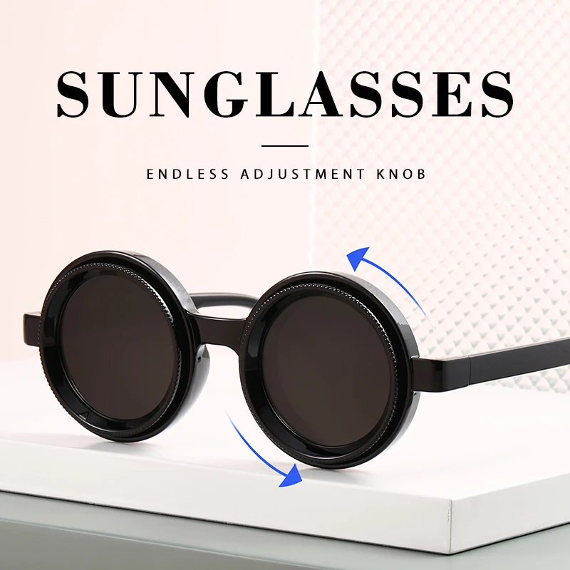 

New ND adjustable zoom sunglasses, round retro polarized UV protection sunglasses, men's fishing, driving and outdoor glasses