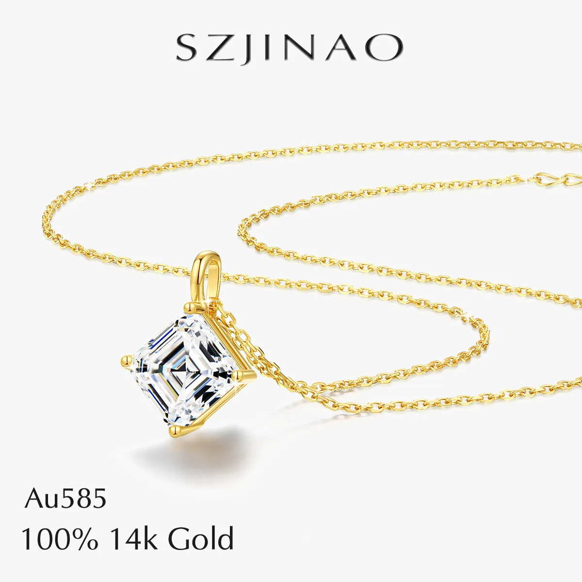 

14-каратное золото, ожерелье из муассанита, кулон для женщин, 100% Au585, желтое золото, ювелирные изделия для свадебной вечеринки, классические модные украшения