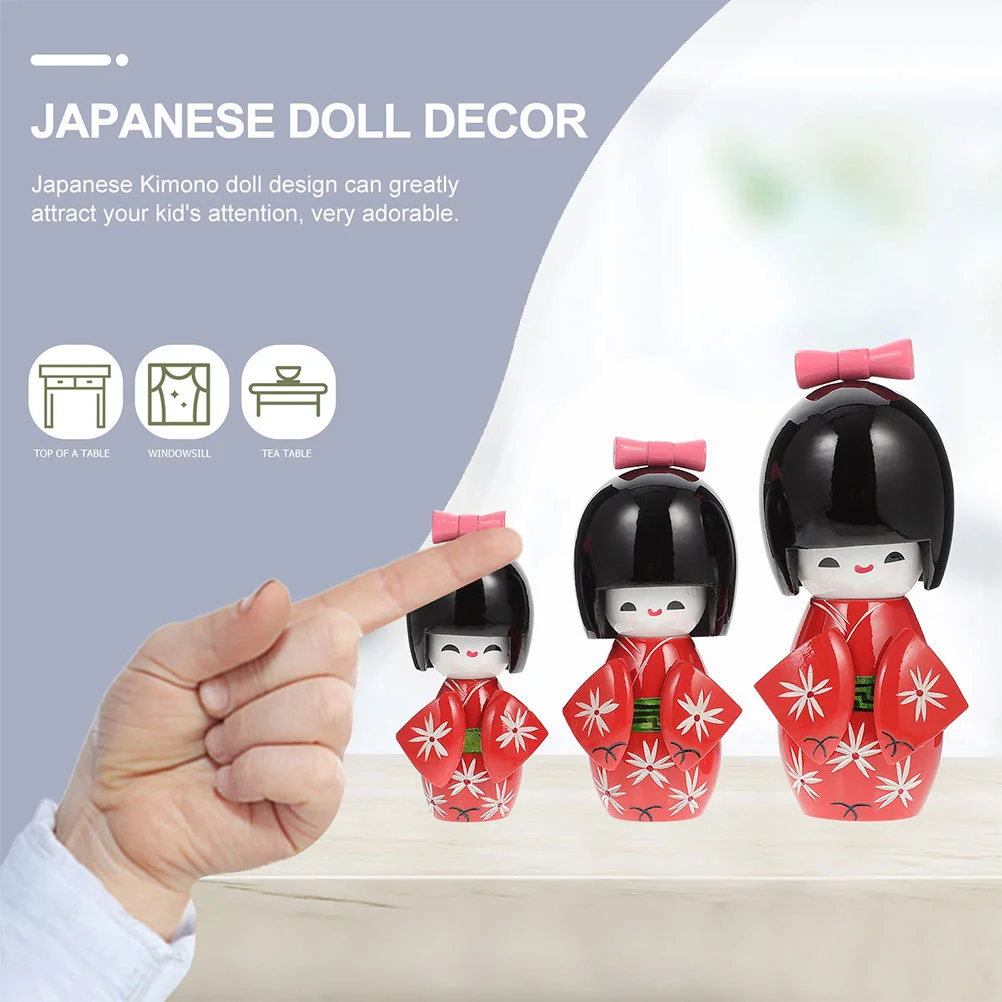 Japanese Kimono Table Top Decor Wood Statue Crafts Traditional Home Ornament Style Desktop Girl Kimonos Dolls Kokeshi