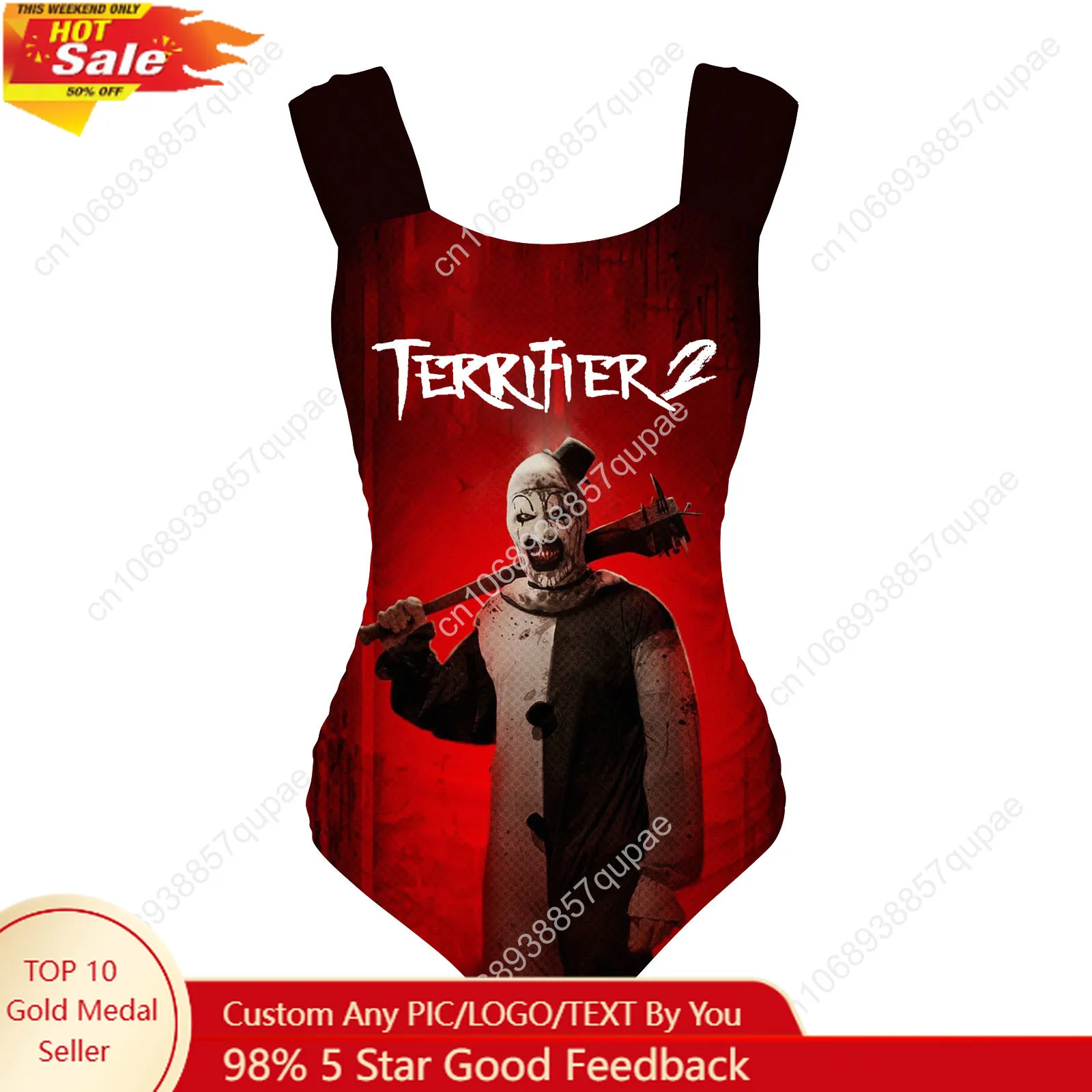 

Terrifier Clown halloween One Piece Swimsuit Wide Strap Women Bathing Suits Swimwear Pool Beach Sexy Bikini Customize Beachwear