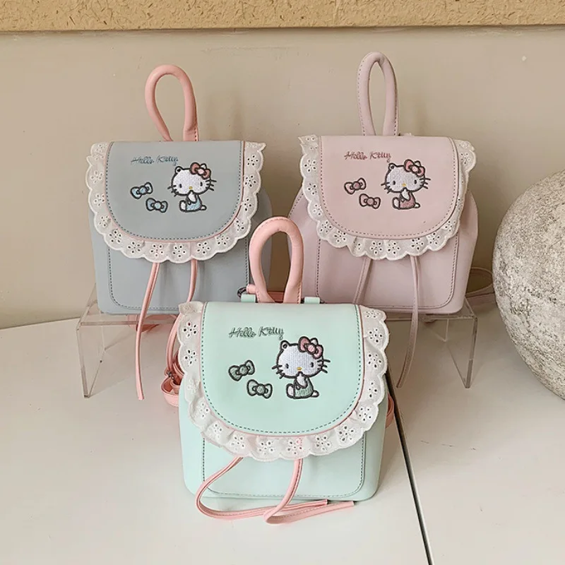 

Kawaii Hello Kitty Backpack Cartoon Dual Use Crossbody Bag Embroidered Small Shoulder Bag Cute Girls Schoolbag Holiday Gift
