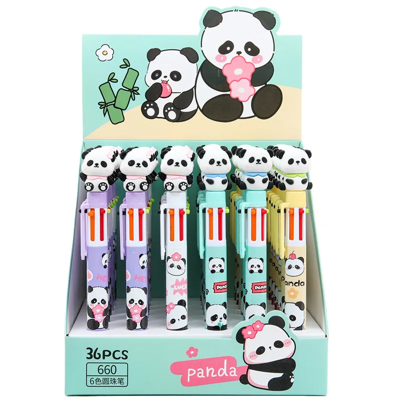 Imagem -05 - Multicolor Cartoon Panda Caneta Esferográfica Papelaria Estudante Presentes de Aniversário Cores Novo 0.7 mm 36 Pcs