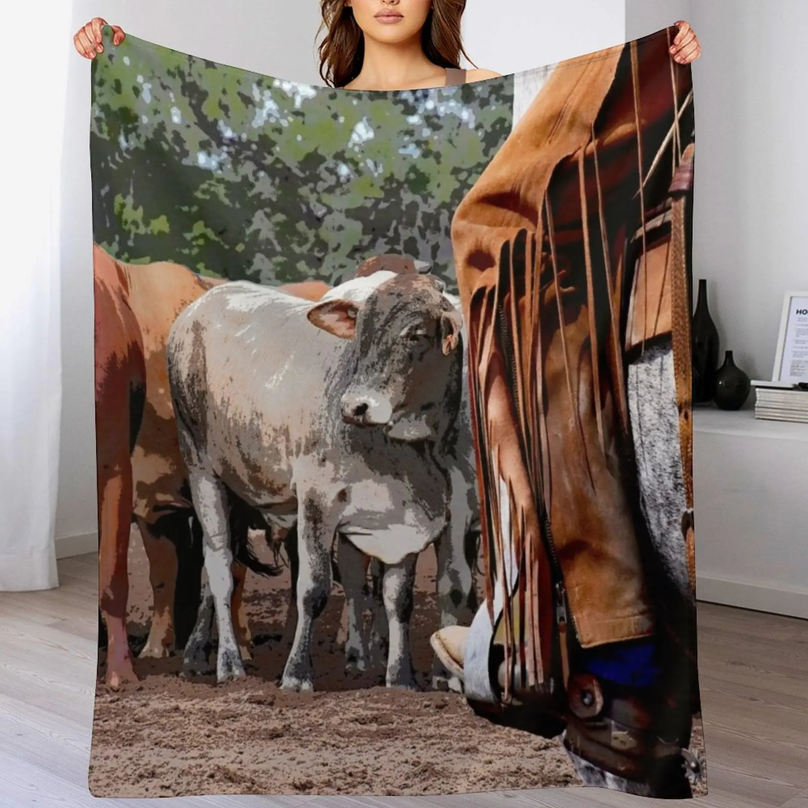 

HORSE AND CATTLE Throw Blanket Lightweight Warm Blanket for Travel Camping