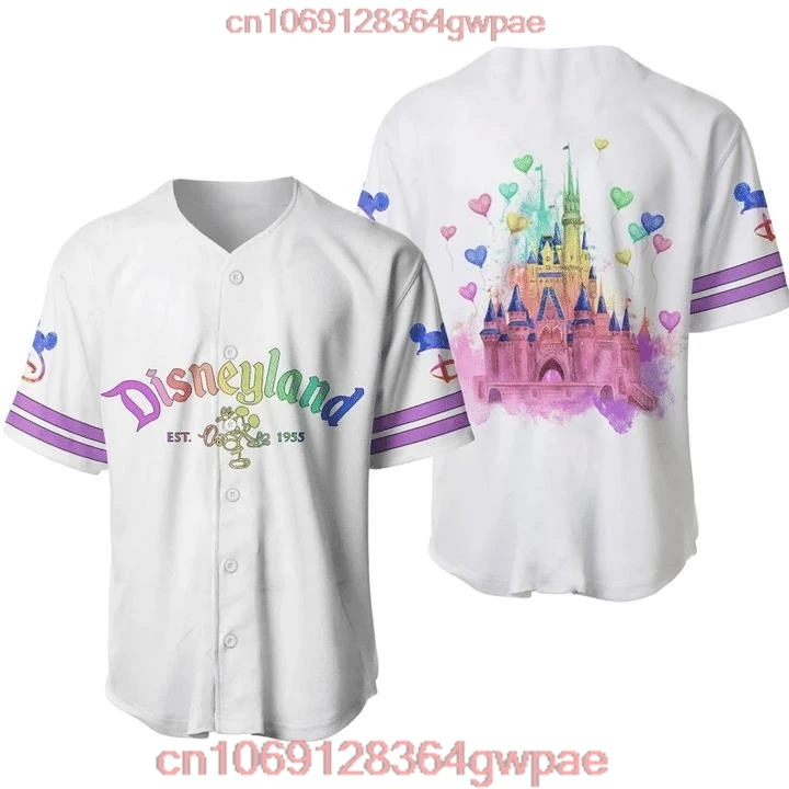 Disneyland Magic Kingdom Est 1955 All Over Print 3D Baseball Jersey Disney Baseball Jerseys Casual Sweatshirts Mens Womens Tops