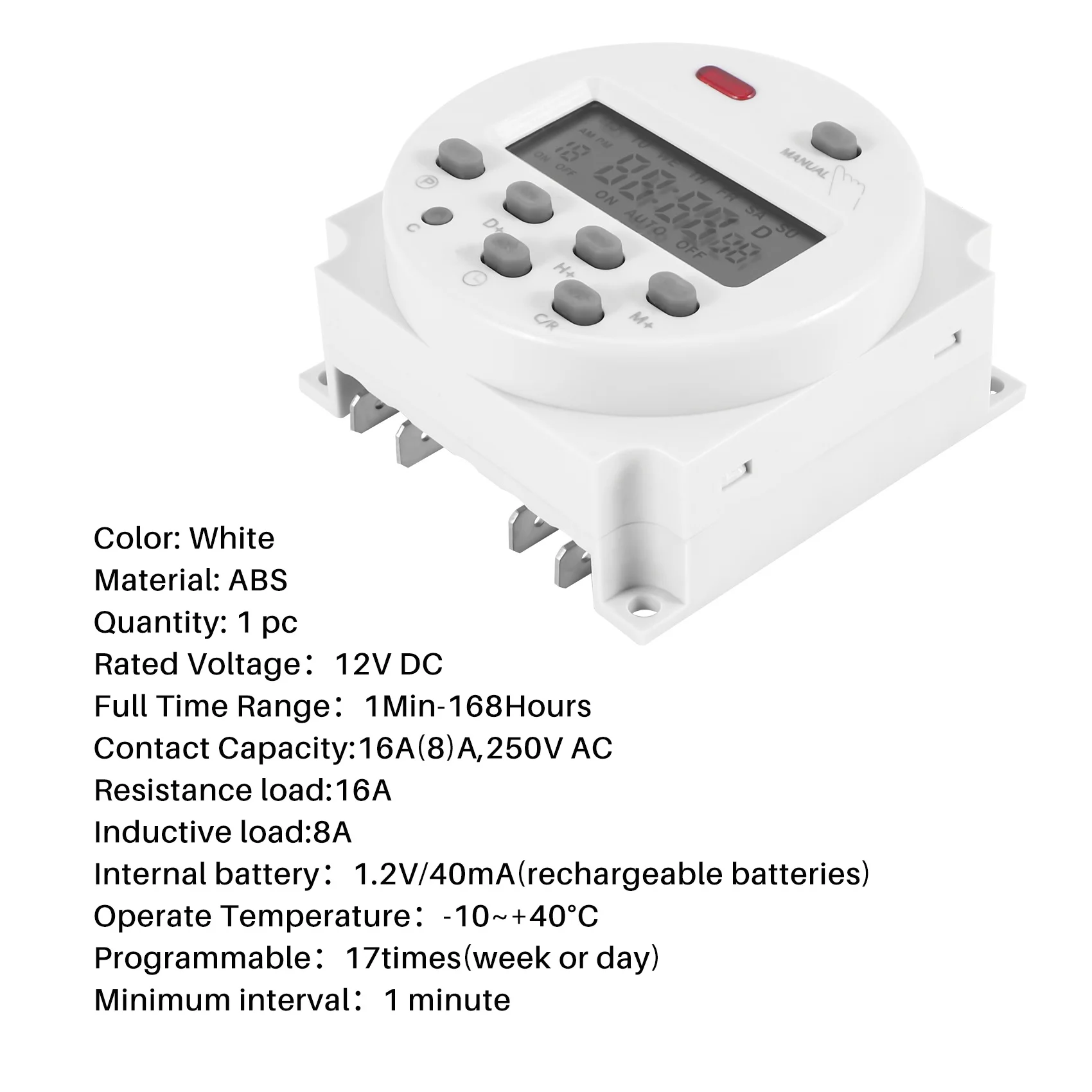 *N21R New LCD Digital Control Power Programmable Timer DC 12V 16A Time Relay Switch