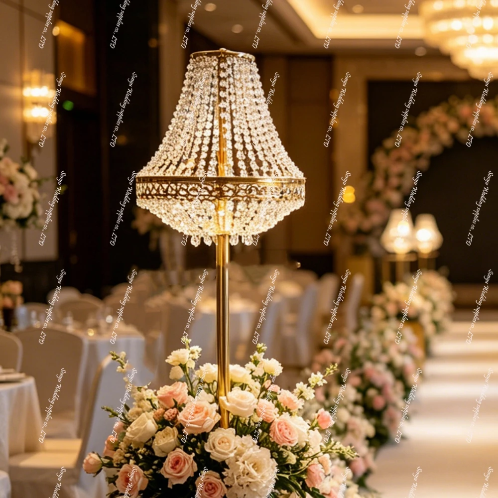 5/10pcs Customized  Led Light sliver gold Arch Aisle Tunnel Wedding Arch Frame Backdrop acrylic walkway pillar stand