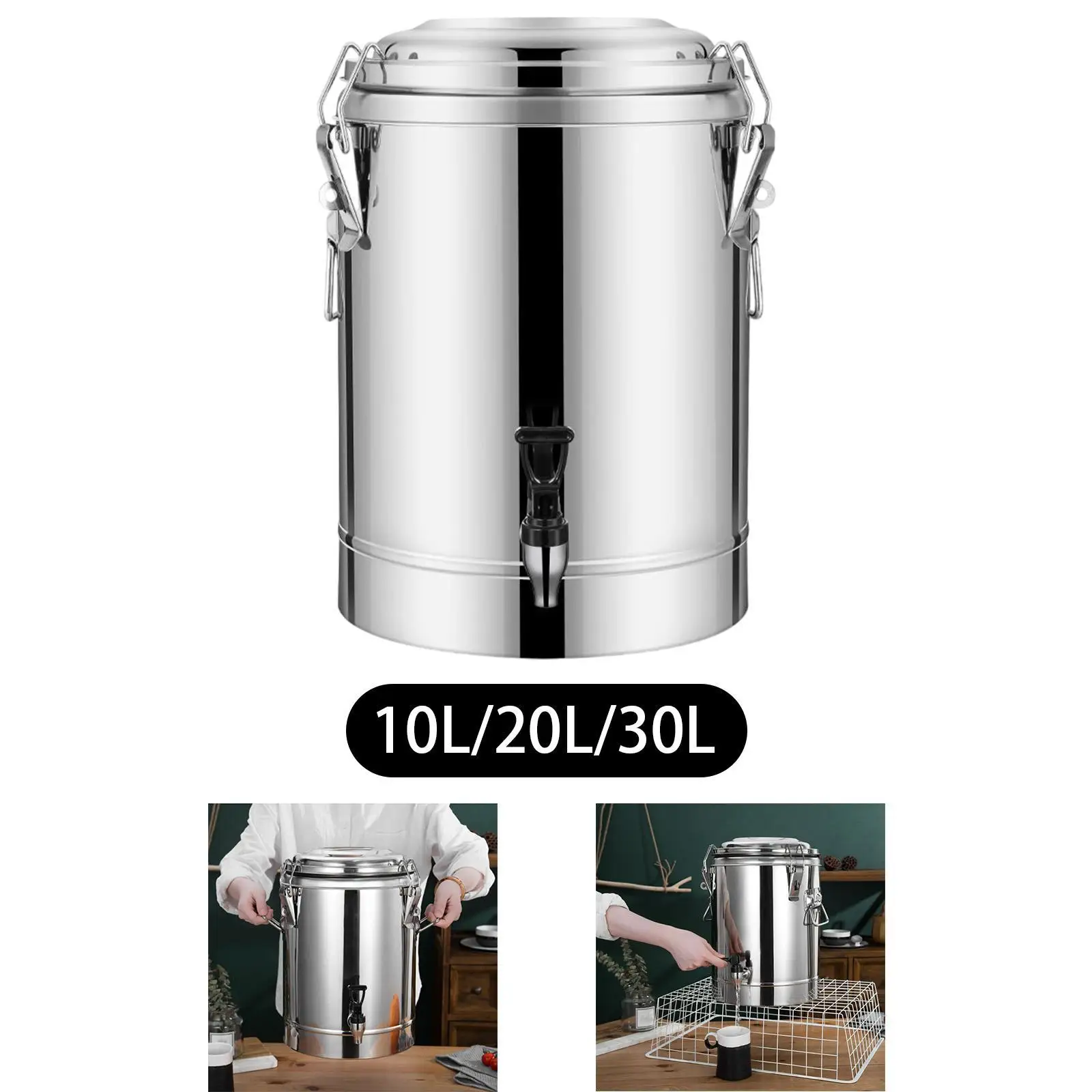 Distributeur de boissons froides et chaudes, baril de thé isolé, seau de thé au lait thermique pour soupe, hôtel, maison de thé, Buffet, fête