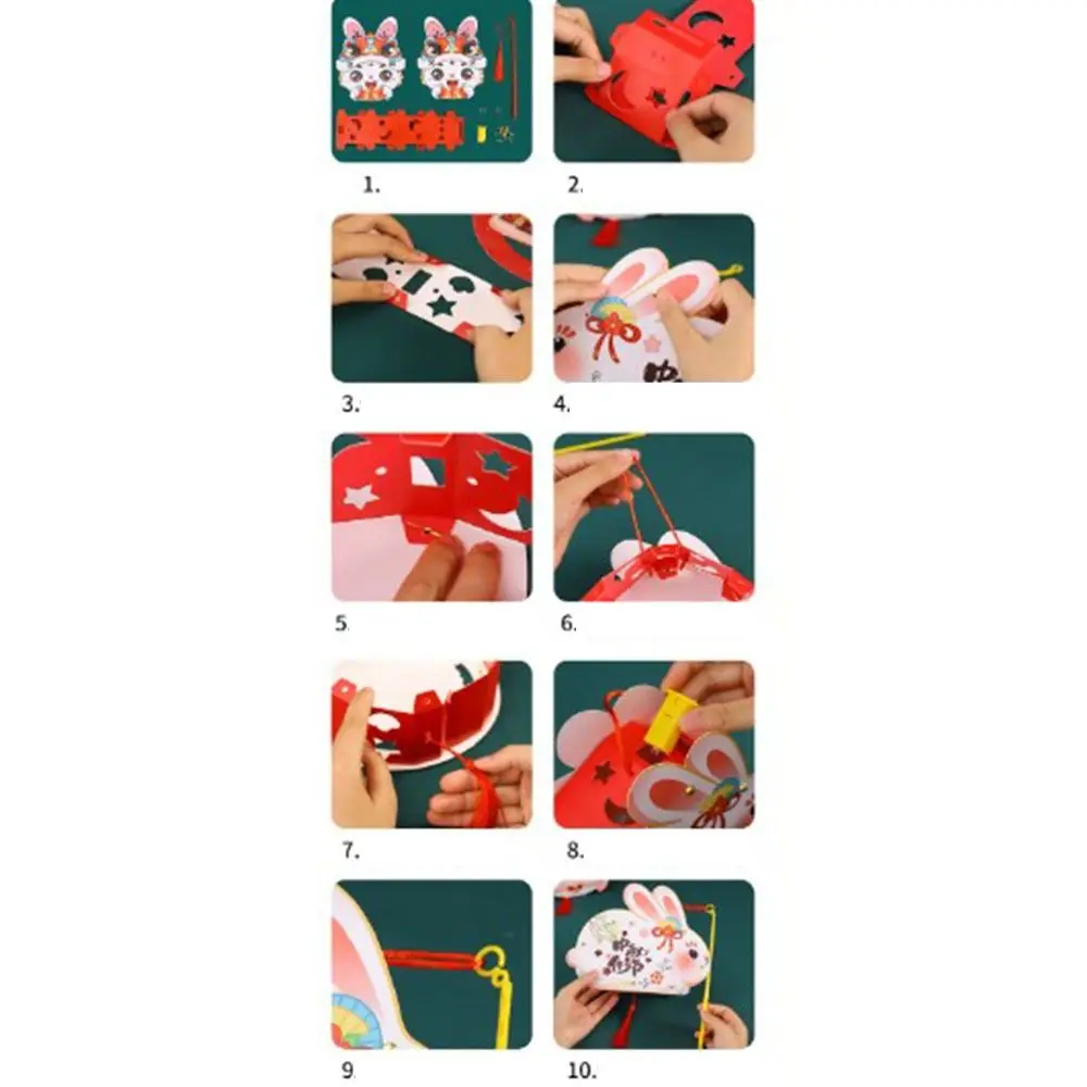 Chinese Mid-Autumn Festival Lantern DIY Handmade Glowing Handheld Rabbit Lantern DIY Material Bag Chinese Style