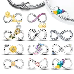 Silver 925 Colour Sunflower Eternity String Jewelery Fit Pandora Beads Original Bracelet Fine Jewelry Making for Women