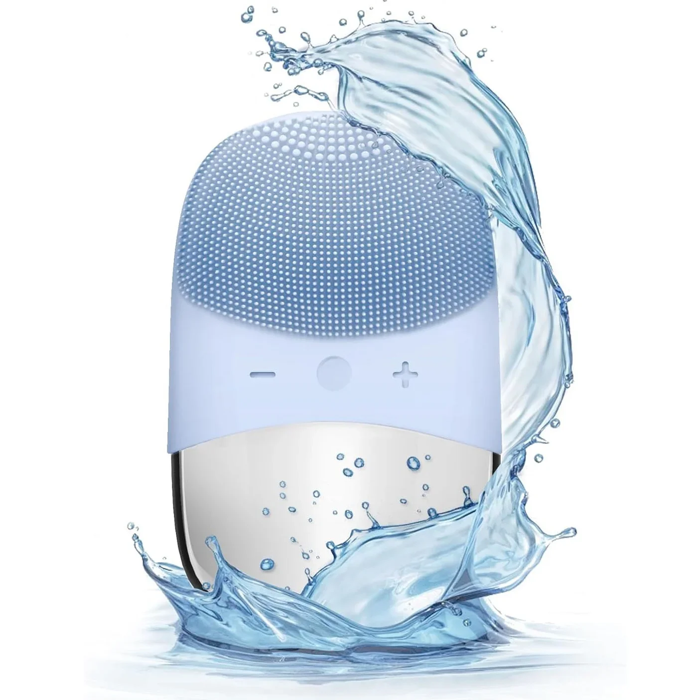 Brosse de nettoyage du visage en silicone, appareil de nettoyage en profondeur de massage par vibration ultrasonique électrique, rechargeable par USB.