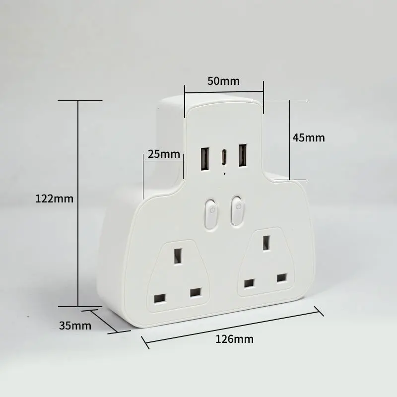 Universal Socket Without Wires, Expansion Socket, 2-Port USB Type-c British Standard Multi-Function Conversion Wireless Socket