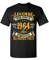 男性用60歳の誕生日Tシャツ,綿のファッション,ラウンドネック,クラシックなボーイフレンドスタイル,1964, 60歳,50707