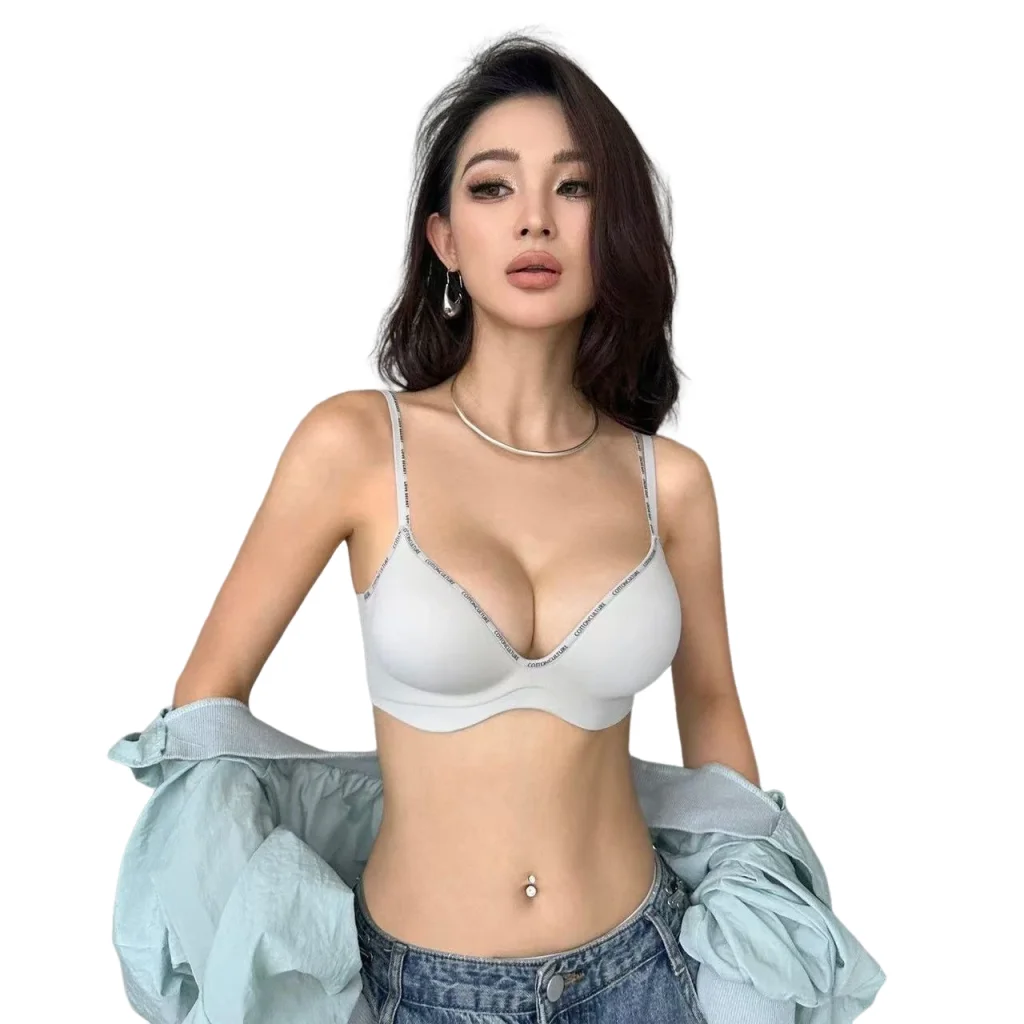 Nuevo sujetador push-up KUCLUT 2026 con estampado para mujeres con busto pequeño, 8 cm de grosor, sin aros, sin costuras, realzador de busto grande, copa redonda, estilo de moda.