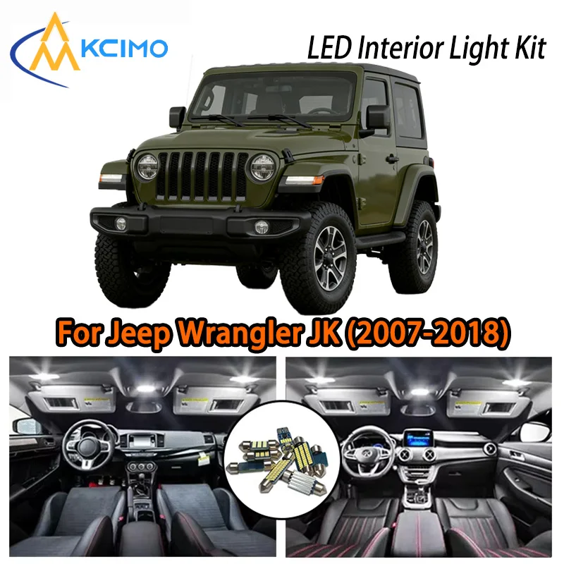 KCIMO For Jeep Wrangler JK (2007-2018) Premium LED Interior Kit - 2 Colors , Quick Installation,  Long-Lasting