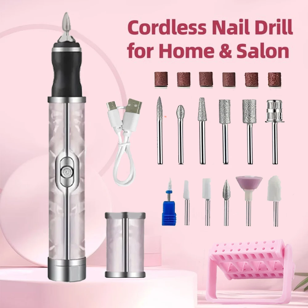 

Professional Acrylic Nail Drill, USB Electric Nail Drill Machine, Electric Nail File Kit for Gel Nails & Home Salon, Nail Art Pe