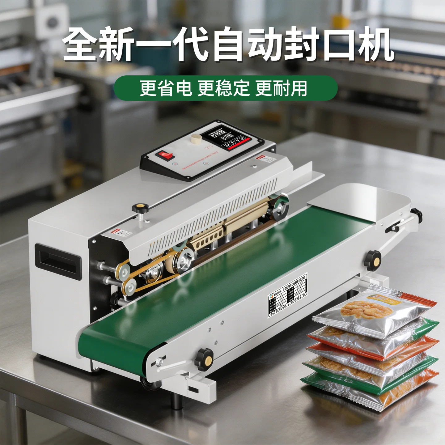 FR900 Fully Automatic Sealing Machine Continuous Commercial/Plant Sealing Machine for Plastic Aluminum Foil and Tea