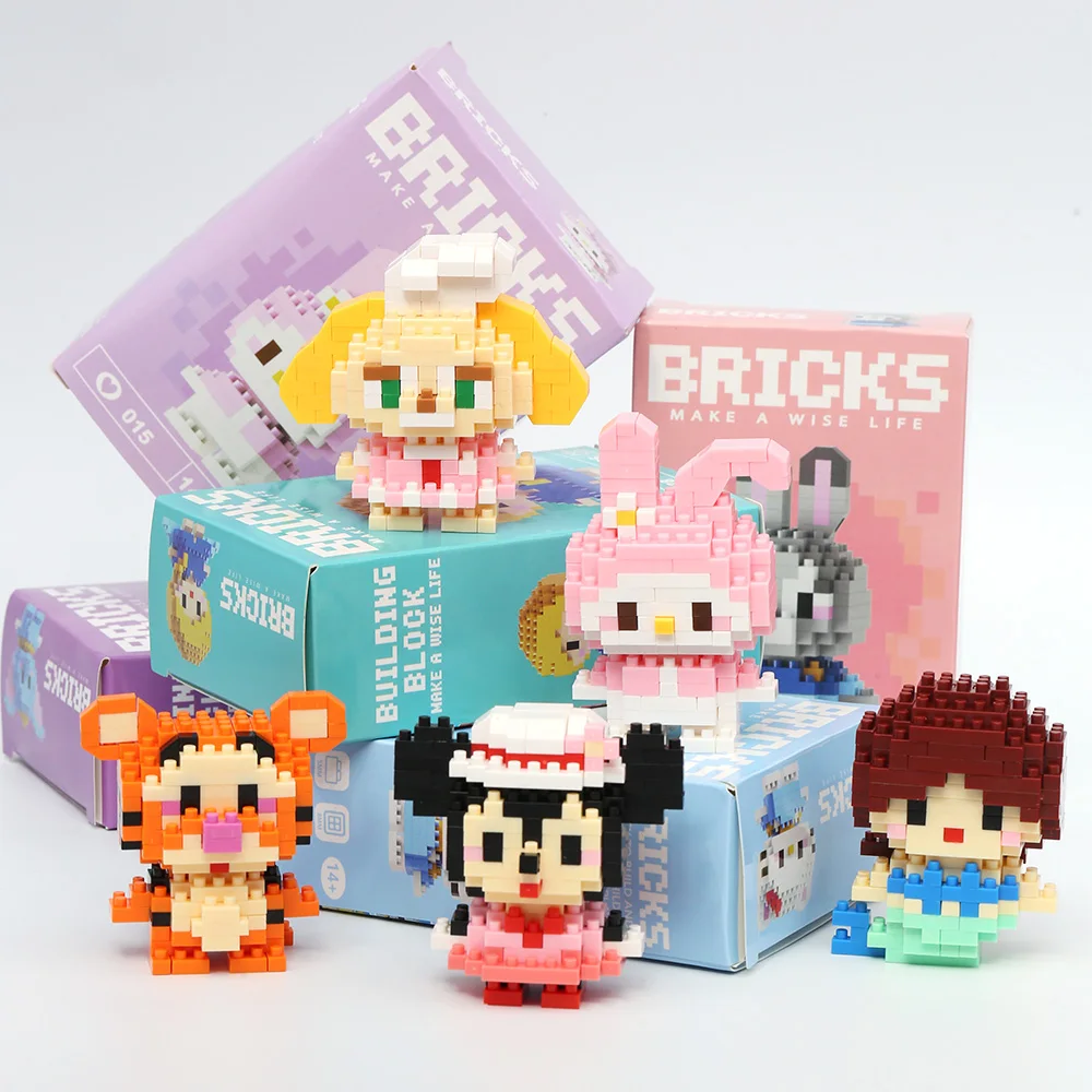 Disney Building blocks Stitch LinaBell for children's birthday gift anime character Princess Linabelle mini toy building blocks