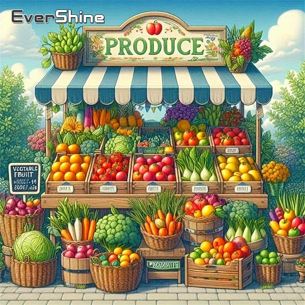 EverShine Diamond Painting Vegetables Acrylic Craft Supplies DIY Embroidery Landscape Mosaic Cross Stitch Kits Home Decor