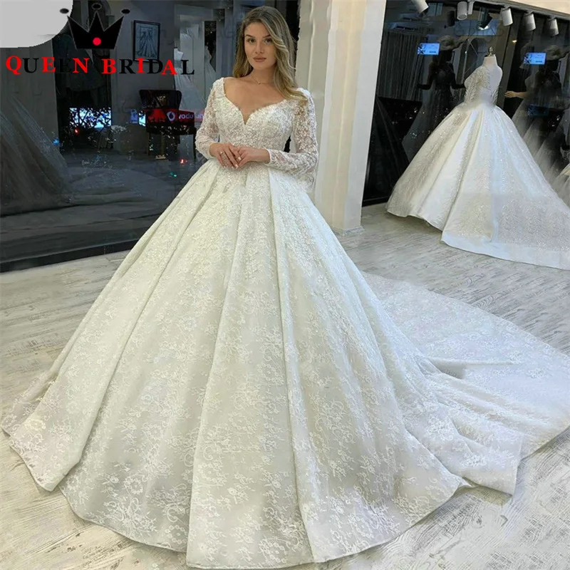 

Long Sleeve Exquisite Wedding Dresses Appliques Lace Beading Backless Floor Length Bridal Gowns Vestidos De Novia Custom S44X