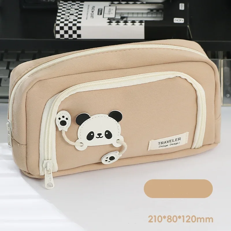 Imagem -05 - Cute Panda Estojos para Crianças Simplicidade Sólida Cor Série Lápis Bolsa para Estudante Alta Capacidade Papelaria Bolsa de Armazenamento pc