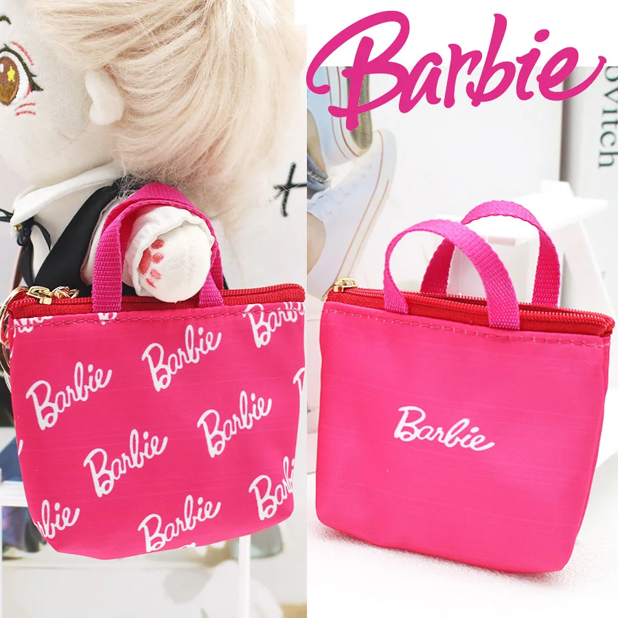 Barbie Keychains Bag Coin Purse Bag Pendant Large-capacity Card Packs Pink Girls Women Bags Wallet Keychain Charms Gifts